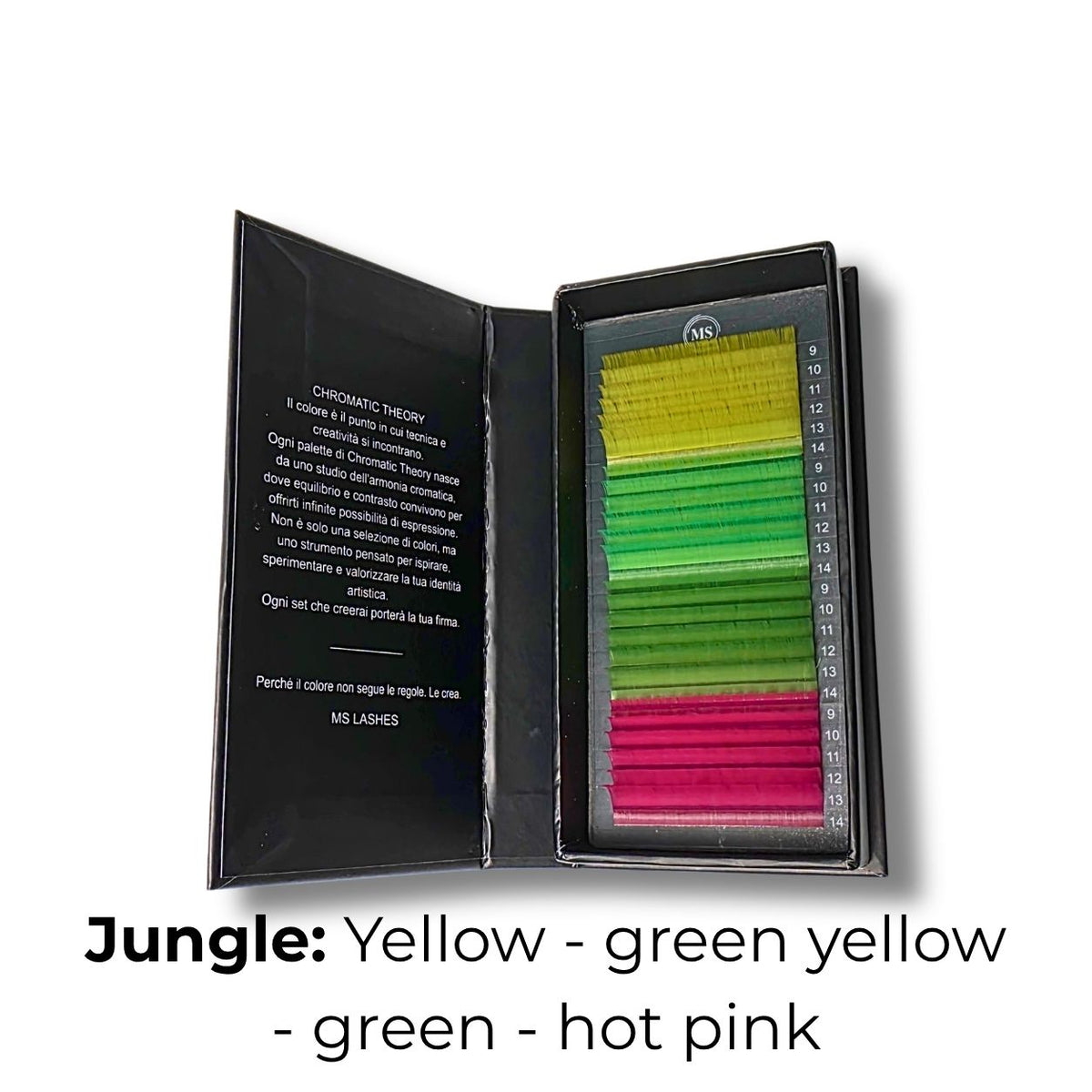 Palette Jungle Chromatic Theory MS Lashes: color lashes 0.07 yellow, green yellow, green e hot pink