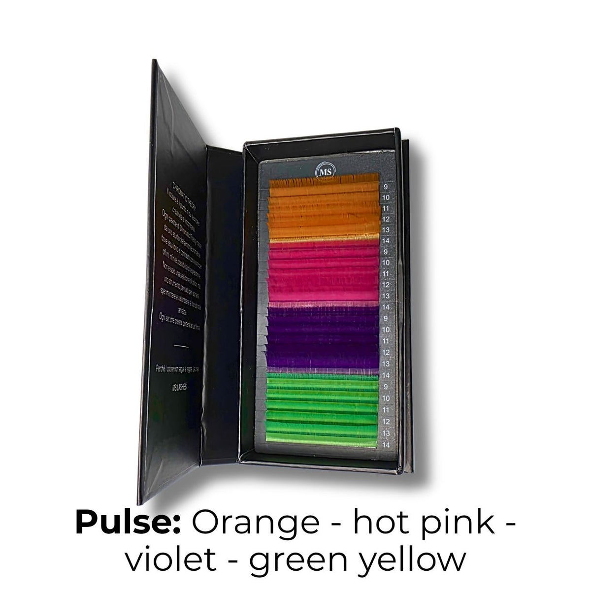 Palette Pulse Chromatic Theory MS Lashes: color lashes 0.07 orange, hot pink, violet e yellow green