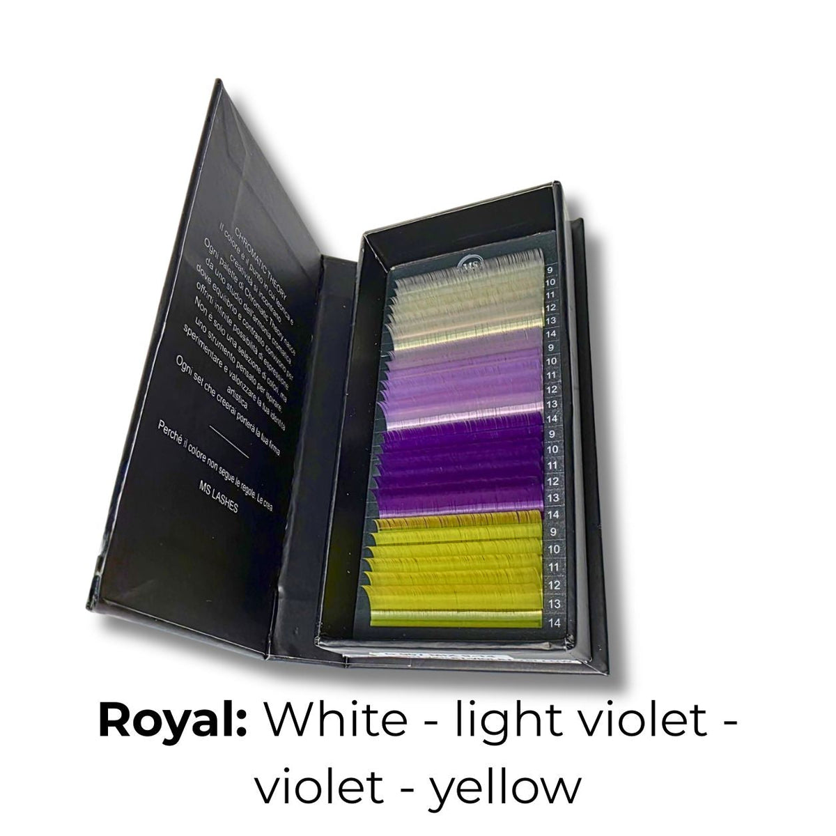Palette Royal Chromatic Theory MS Lashes: color lashes 0.07 white, light violet, violet e yellow