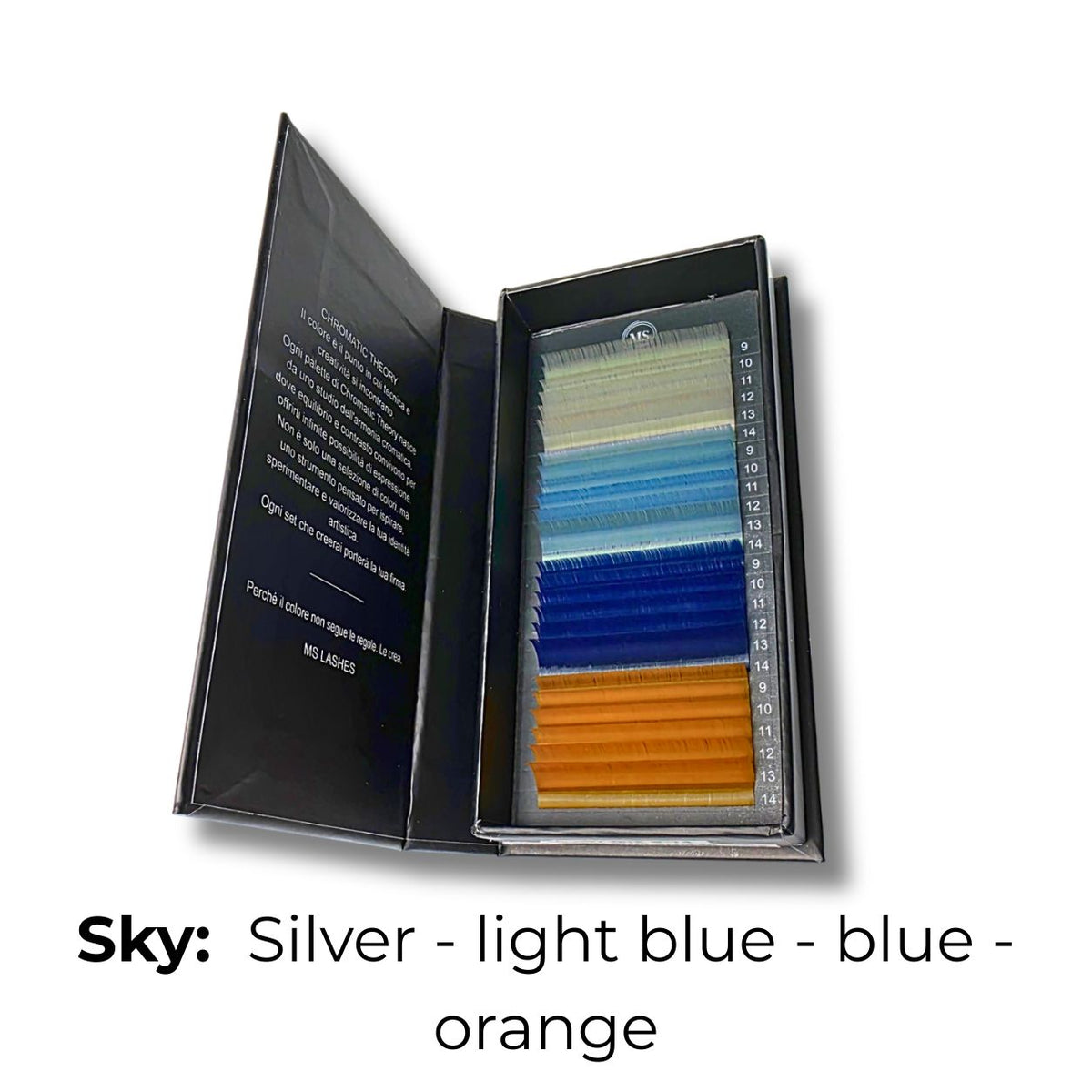 Palette Sky Chromatic Theory MS Lashes: color lashes 0.07 silver, light blue, blue e orange