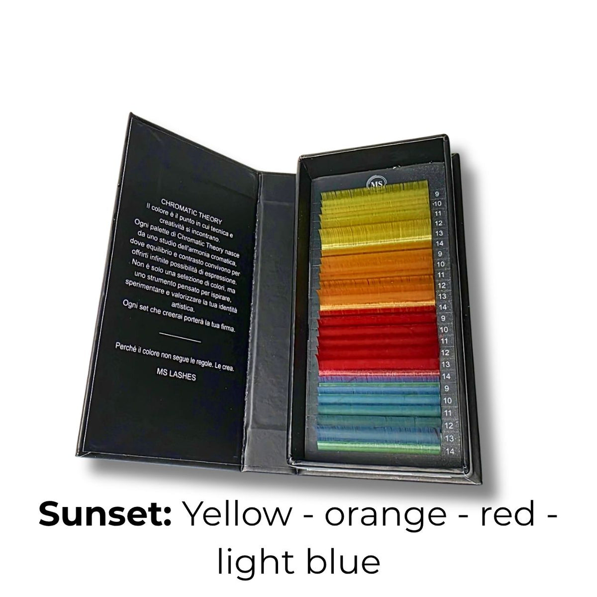 Palette Sunset Chromatic Theory MS Lashes: color lashes 0.07 yellow, orange, red e light blue